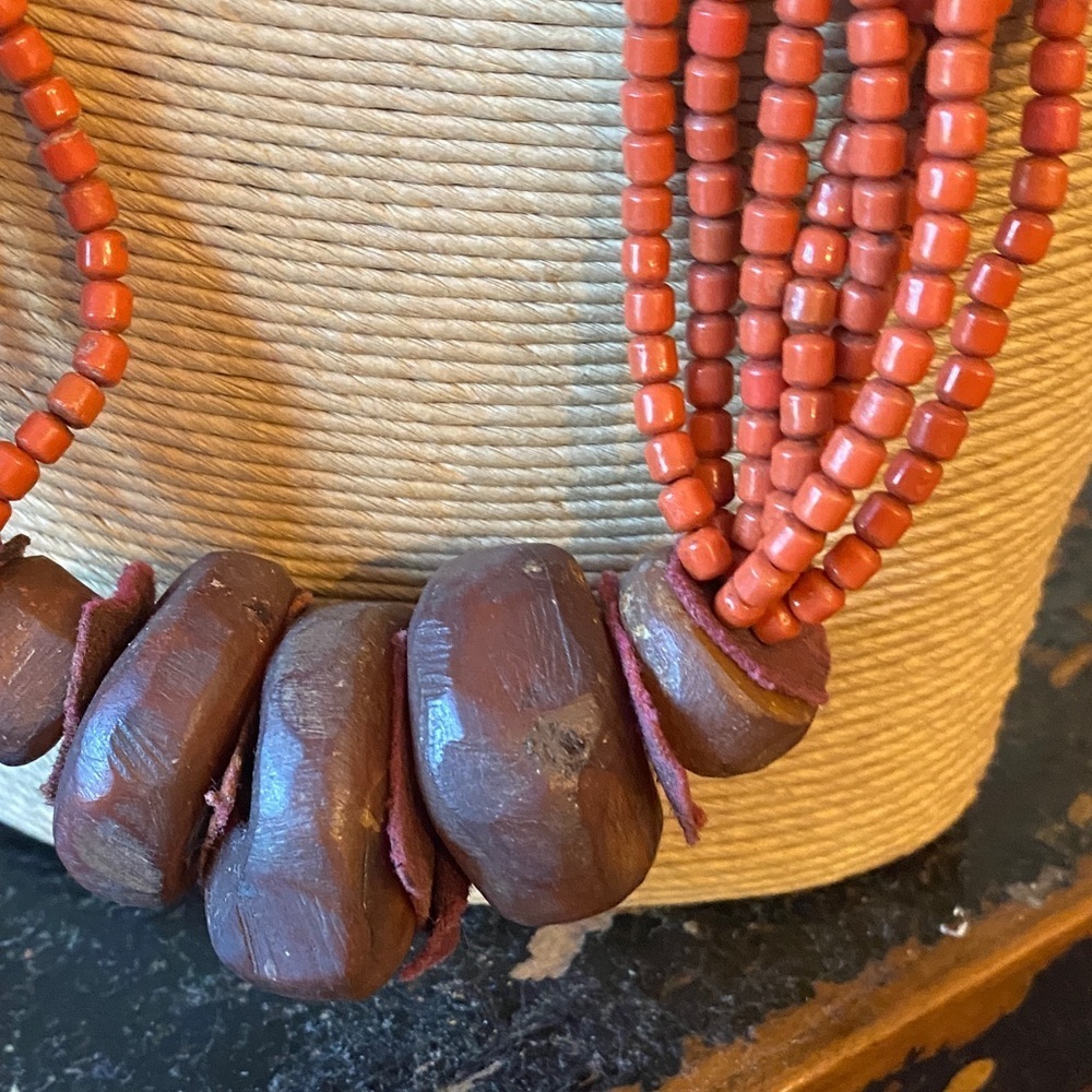 Vintage Moroccan Amber Resin Berber Wedding Necklace - Picture 5 of 6